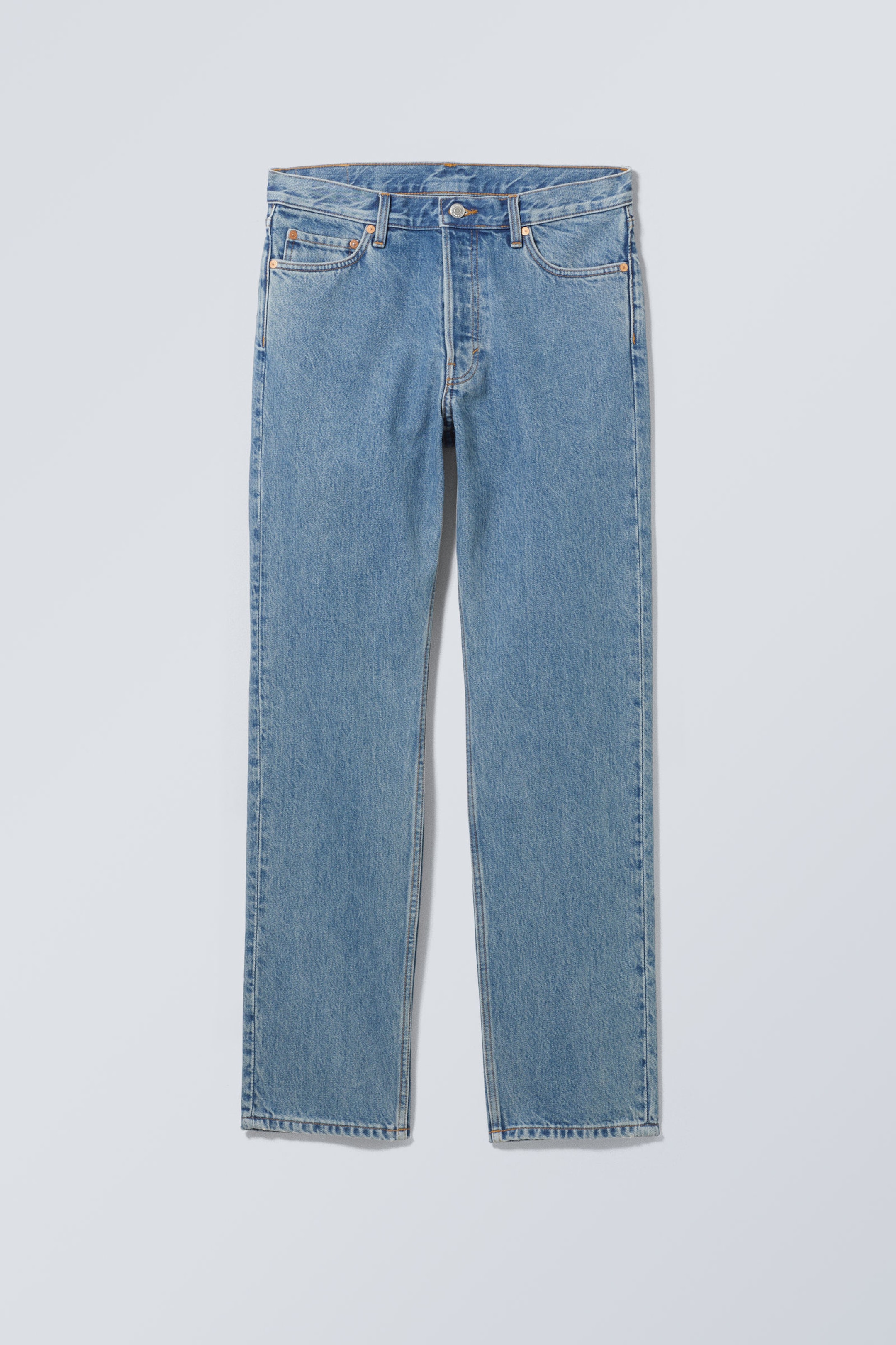 90s Blue - Mittelblau - Klean Regular Straight Leg Jeans - 2