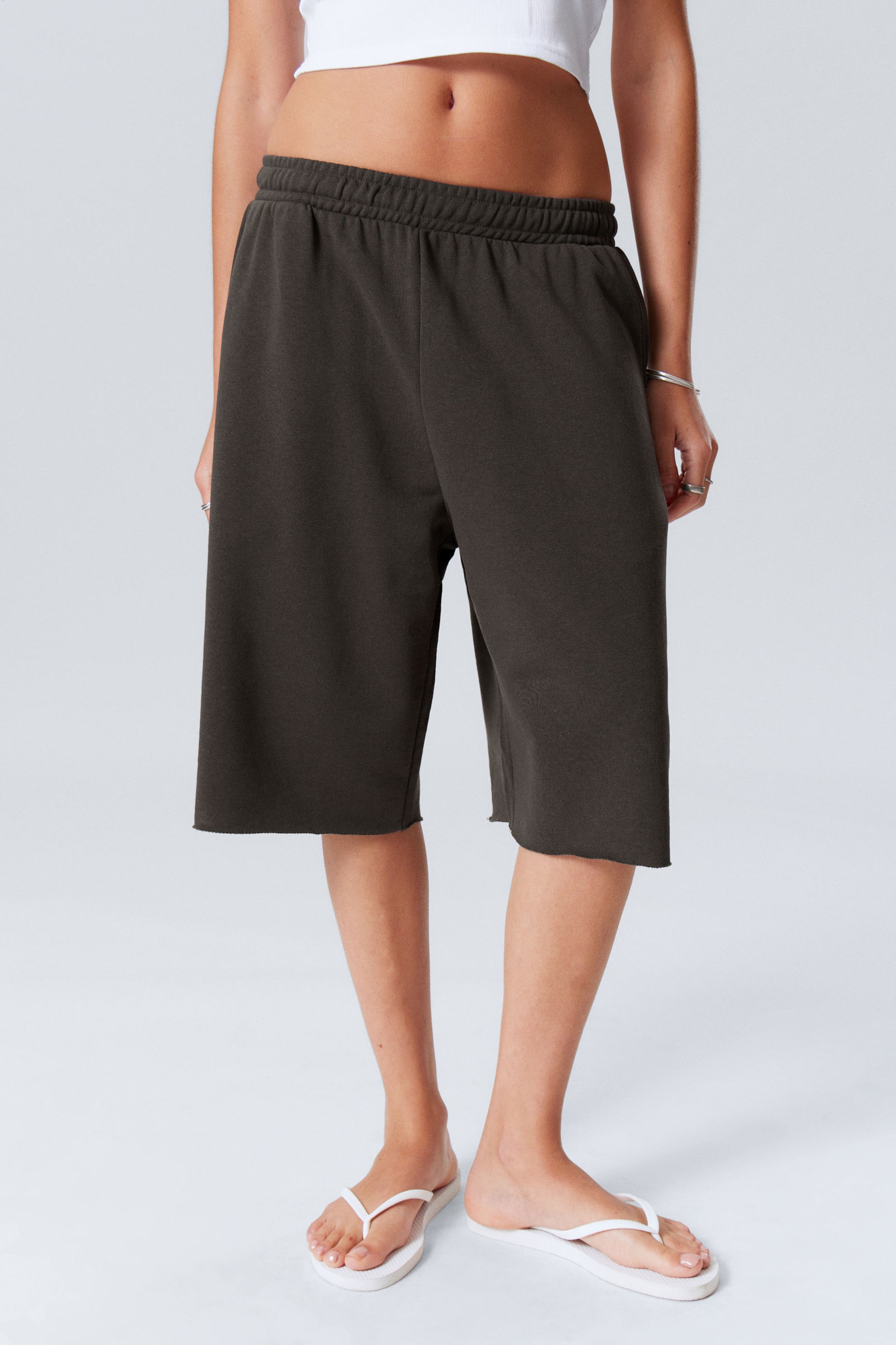 #383938 - Oversized Knee-length Terry Shorts - 2