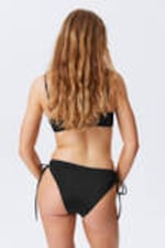 Black - Strappy Side Tie Bikini Bottoms - 3