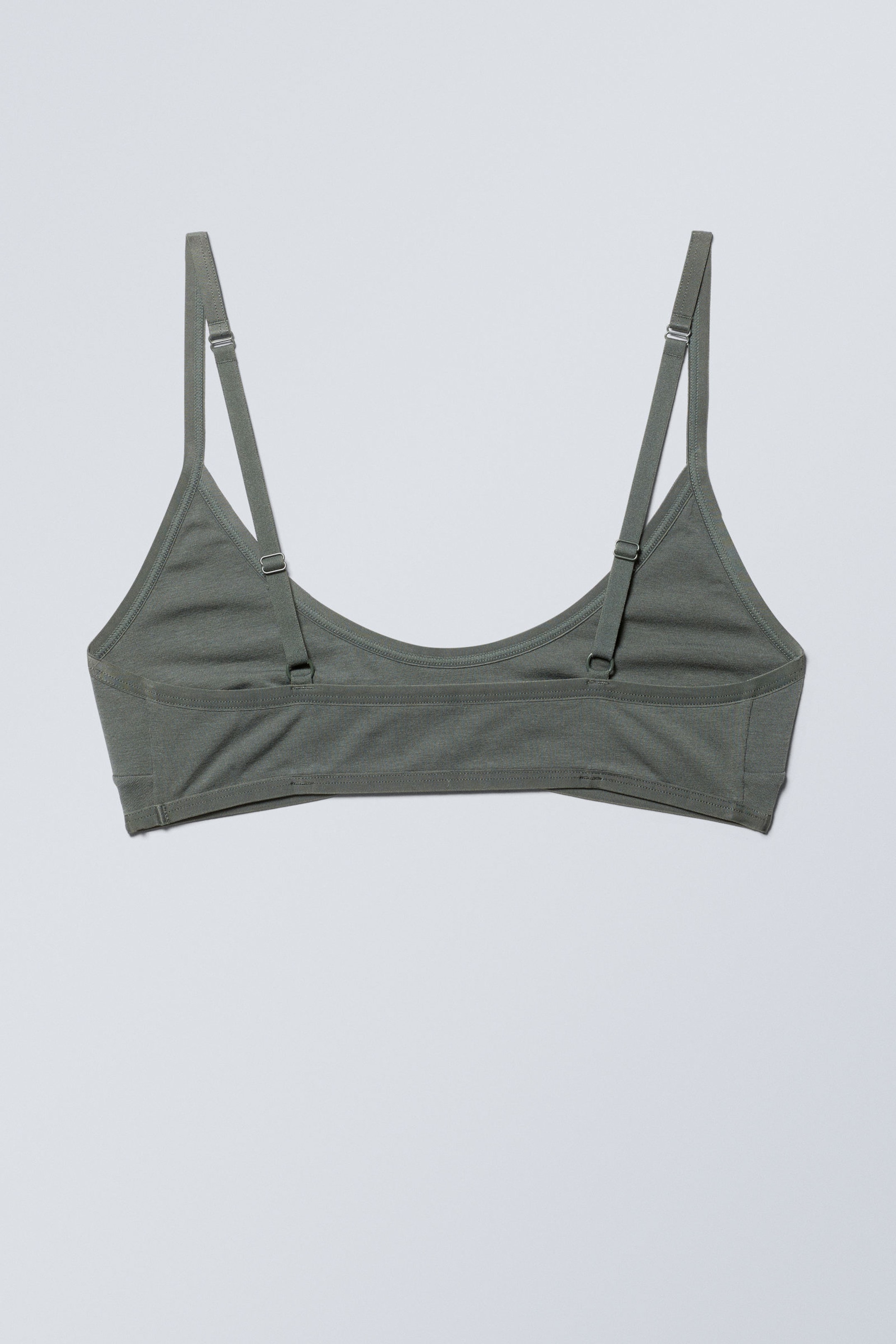 Dark Khaki - Inez Scooped Cotton Bralette - 1