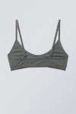 Dark Khaki - Inez Scooped Cotton Bralette - 1