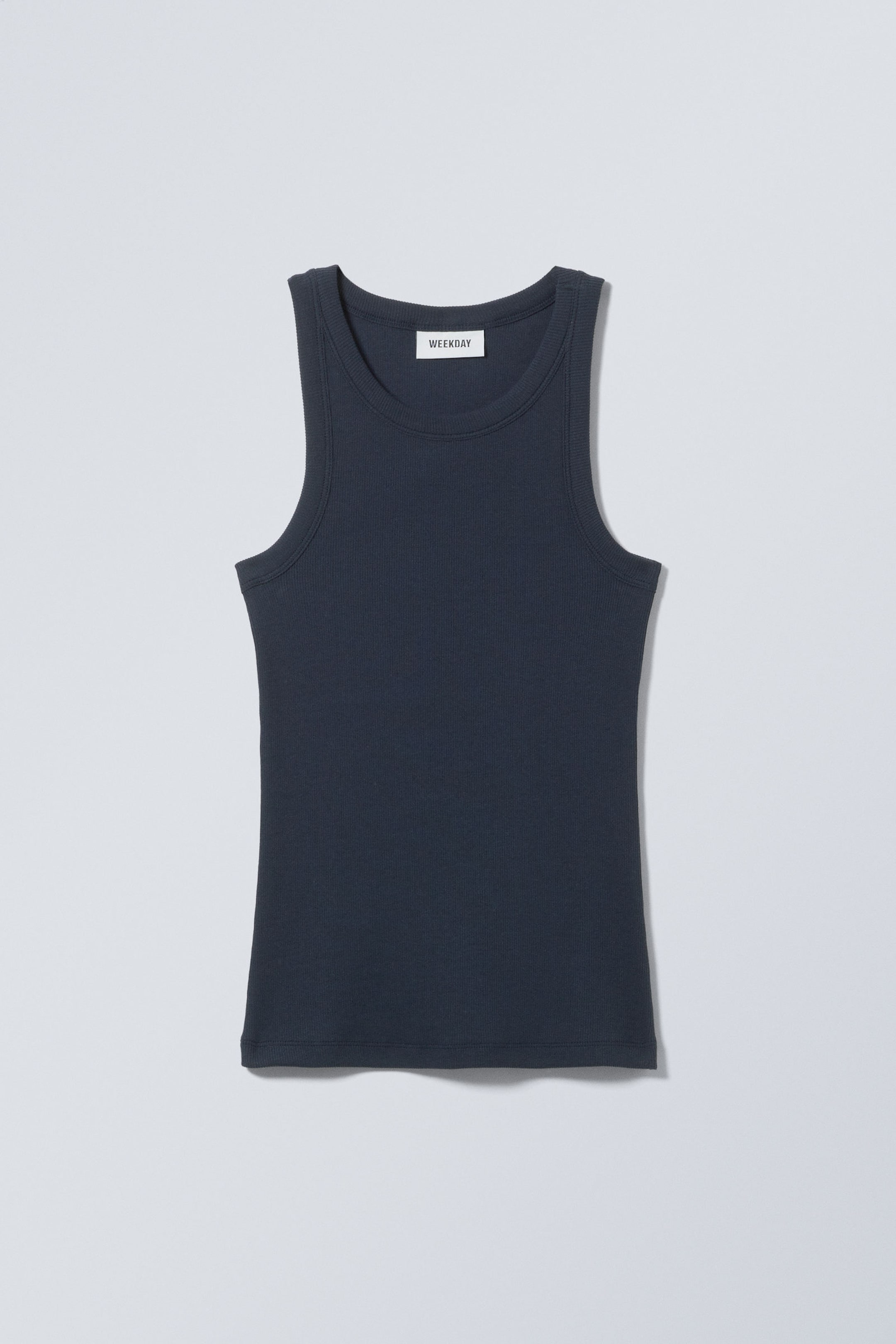 Dark Blue - Fitted Rib Tank Top - 0