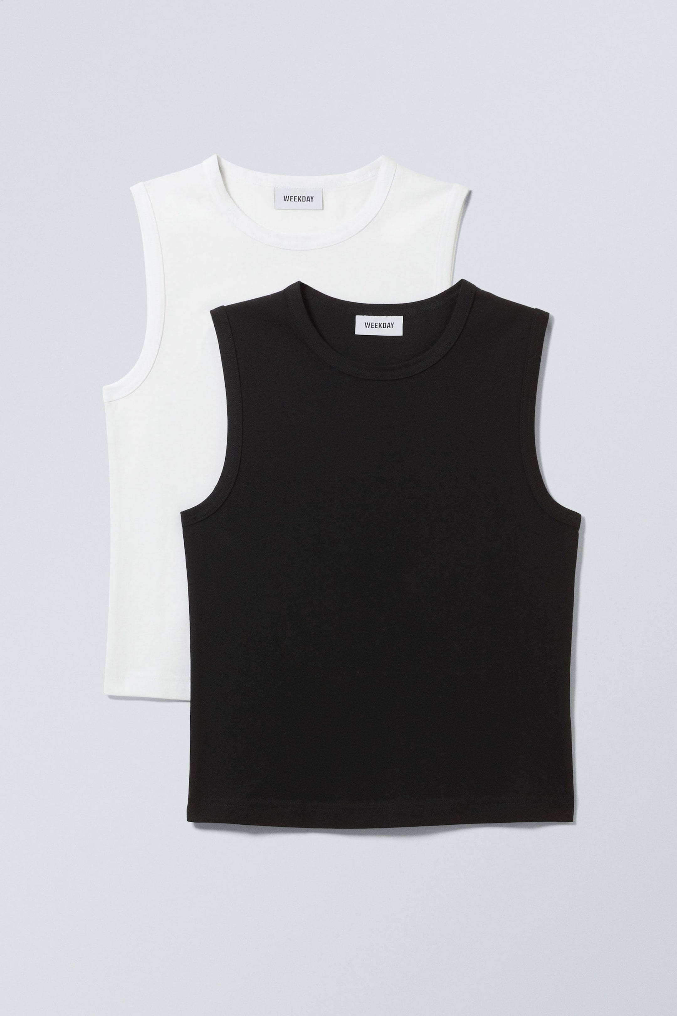 Weiß - 2er-Pack eng anliegender Tanktops - 0