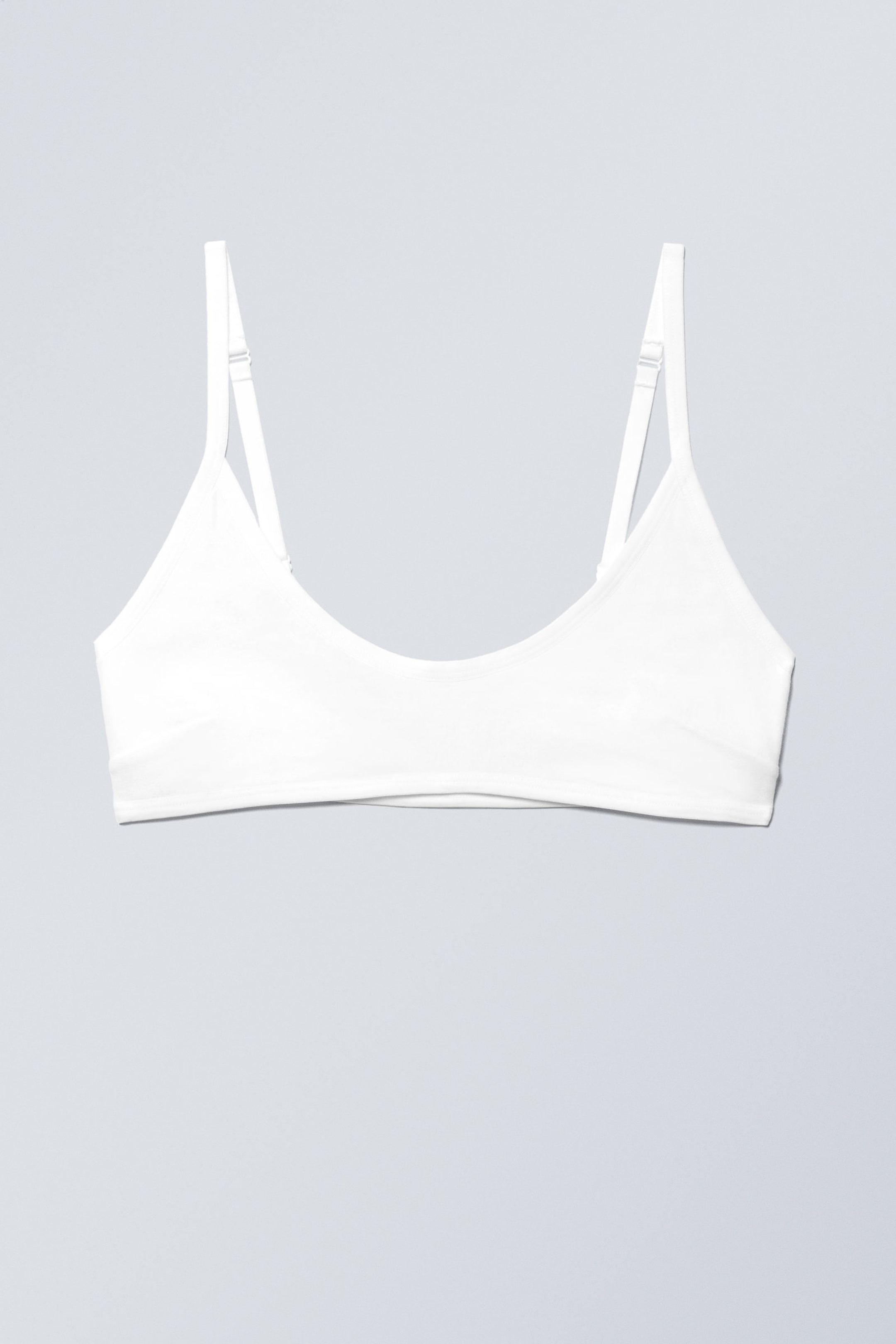 White - Inez Scooped Cotton Bralette - 0