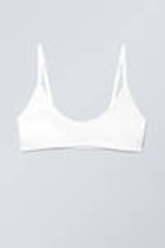 White - Inez Scooped Cotton Bralette - 0