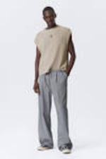 Beige - Loose Fit Knitted Cotton Vest - 1
