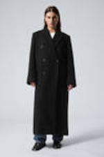 Black - Oversized Double-Breasted Wool-Blend Coat - 0