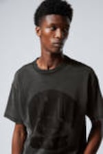 Washed Black - Stencil State - Great Boxy Printed Graphic Tee - 1