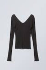 Black - Yen Sheer Longsleeve Top - 0