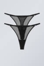 Black Stripe - 2-pack Zelda Lace Thong - 0