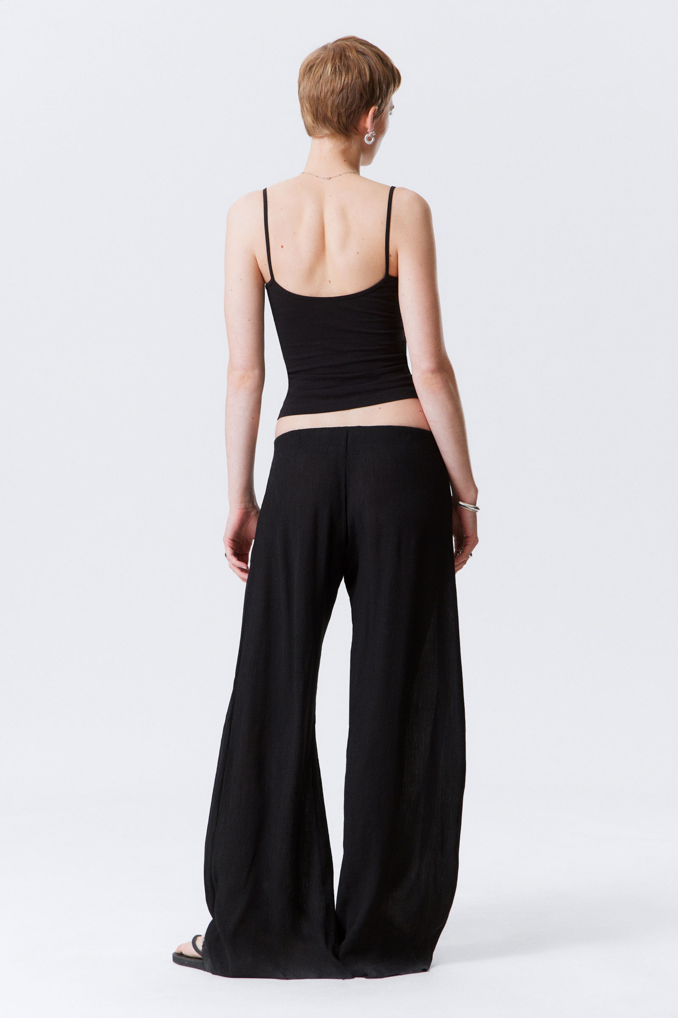 Black - V-neck Cotton Singlet - 2