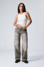 Canyon Grey - Mittelgrau - Ample Low Waist Loose Wide Leg Jeans - 0