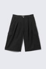 Black - Loose Utility Cotton Twill Shorts - 0