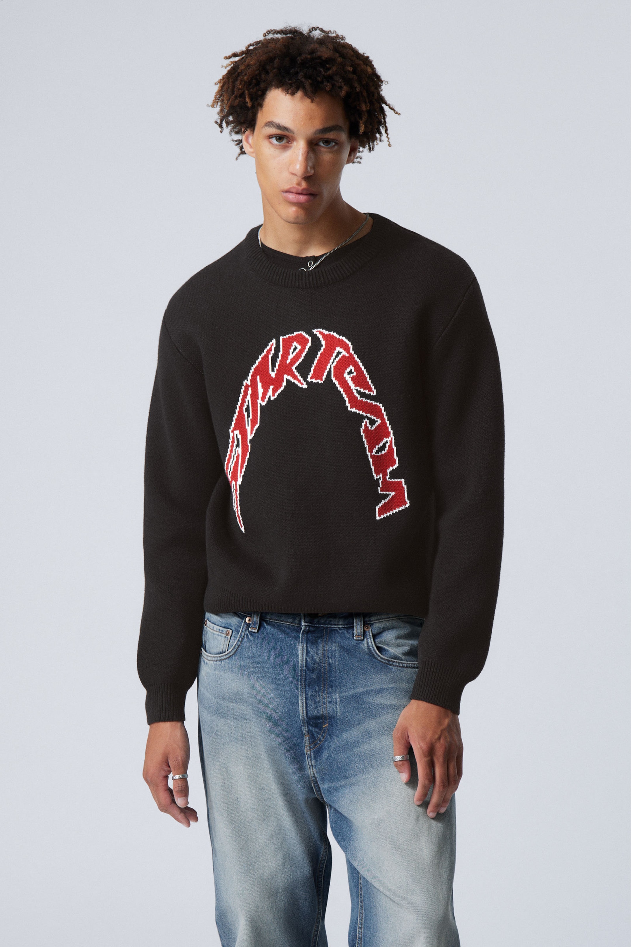 Black graphic sweater online