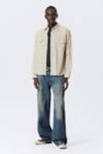 Light Beige - Loose Long-Sleeved Cotton Twill Shirt - 0