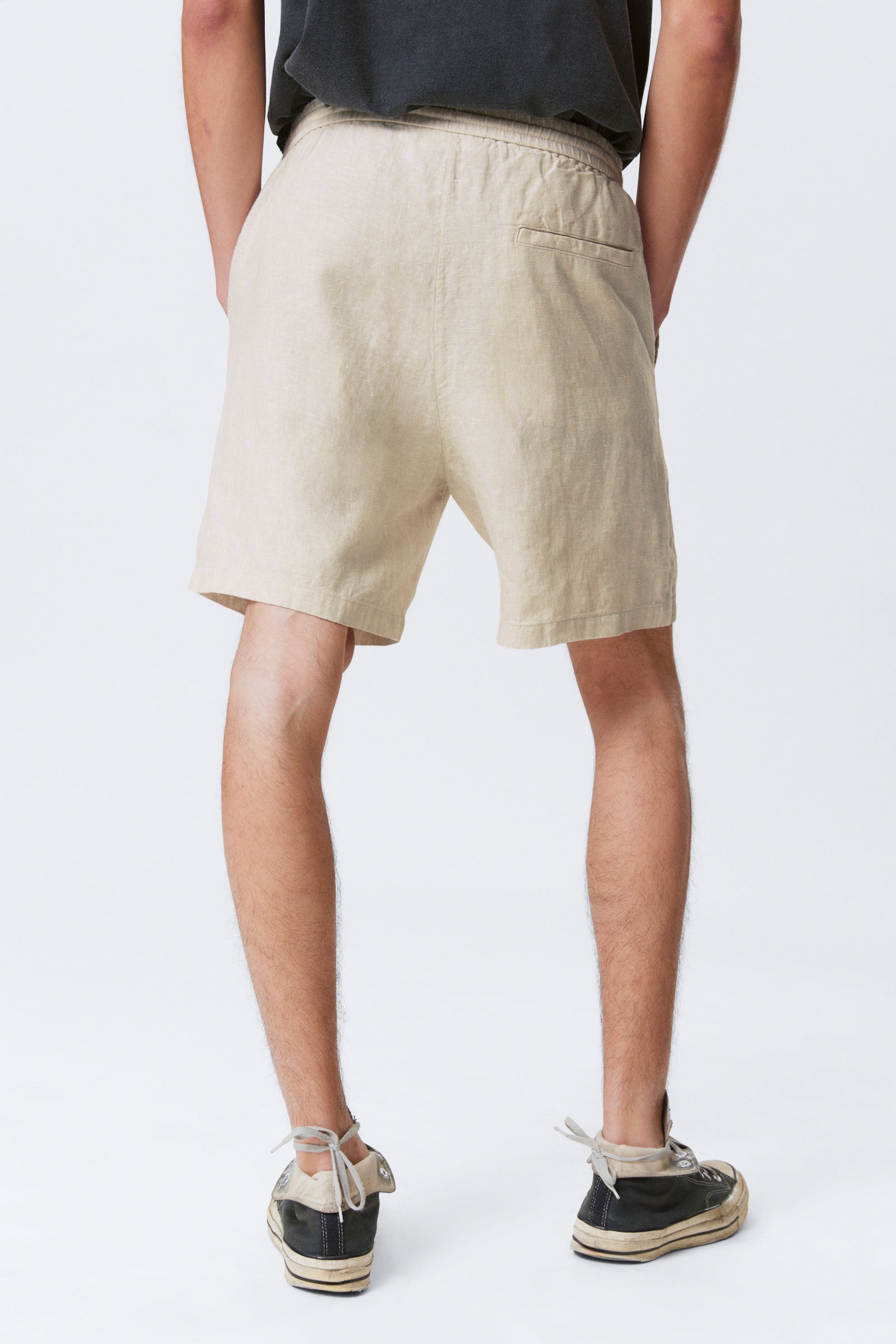 Ecru - Avslappnade linneshorts med dragsko - 2