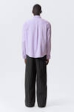 Lilac - Loose Long-Sleeved Cotton Twill Shirt - 3