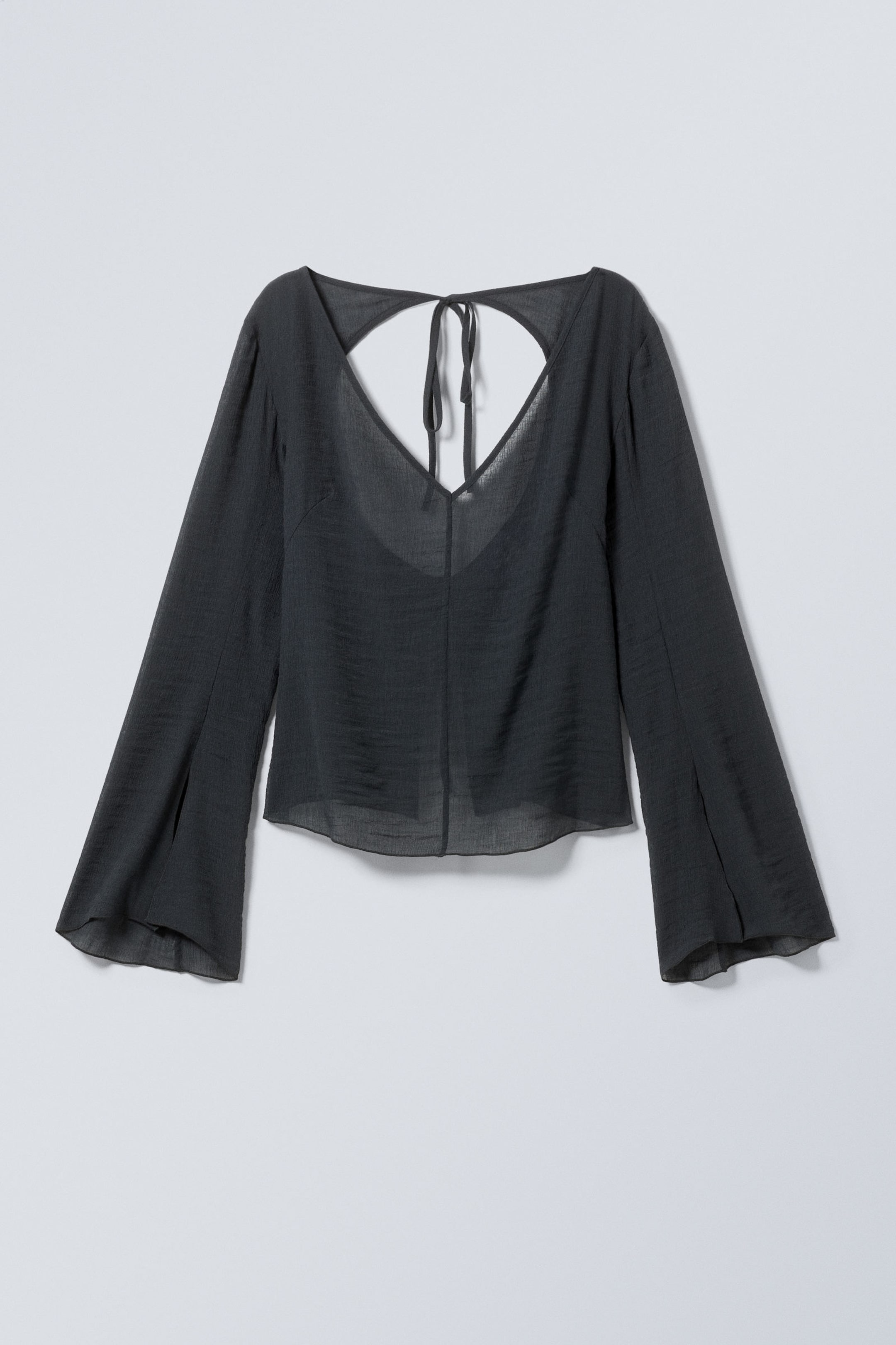 Dark Grey - Sophia Open Back Blouse - 0