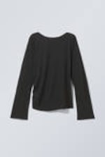 Black - Derya Asymmetric Longsleeve Top - 0