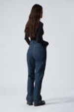 Sapphire Blue - Dark Blue - Rowe Super High Waisted Regular Straight Leg Jeans - 4