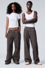 Washed Dark Brown - Astro Loose Baggy Corduroy Trousers - 0