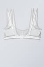 Light Grey Melange & White - Layered Cotton Mesh Bra - 1