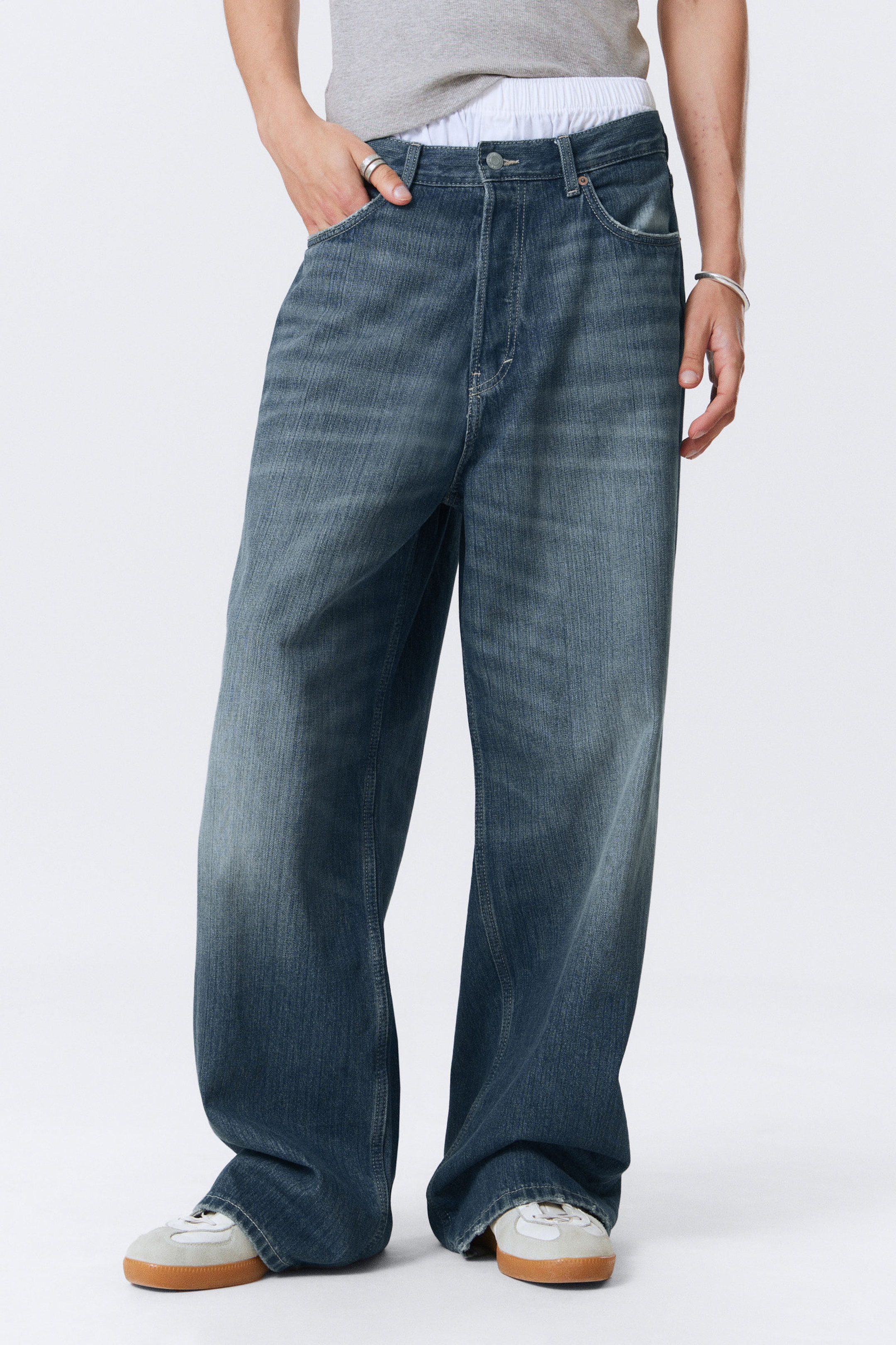 Mine Blue - Medium Blue - Astro Loose Baggy Leg Jeans - 8