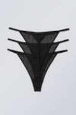 Black - 3-pack Bonnie Tanga Mesh Thong - 1