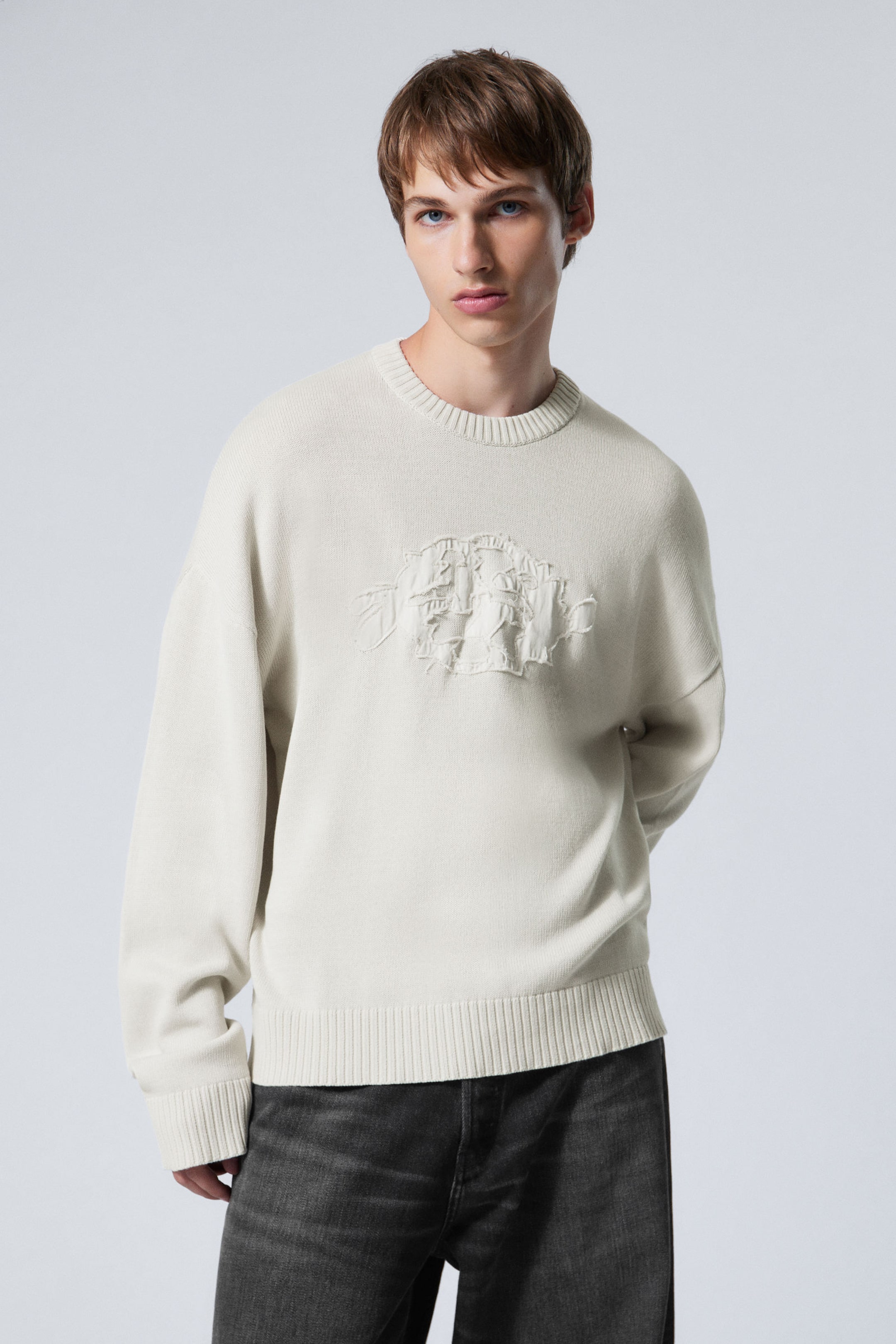 Light Dusty Mole - Oversized Knitted Graphic Sweater - 1