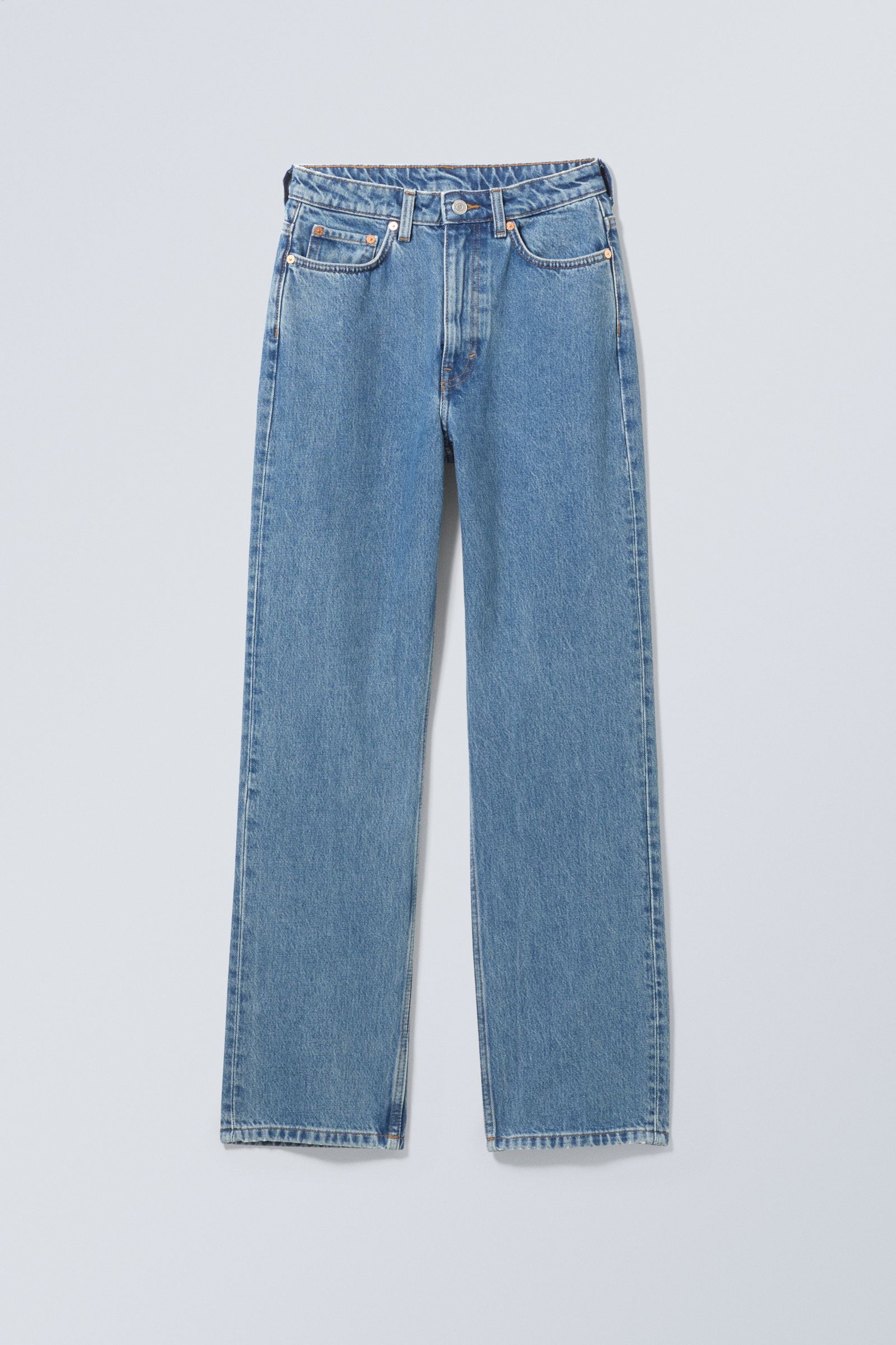 90s Blue - Medium Blue - Rowe Super High Waisted Regular Straight Leg Jeans - 2