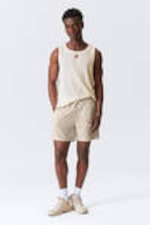 Beige Stripe - Striped Linen Blend Shorts - 0