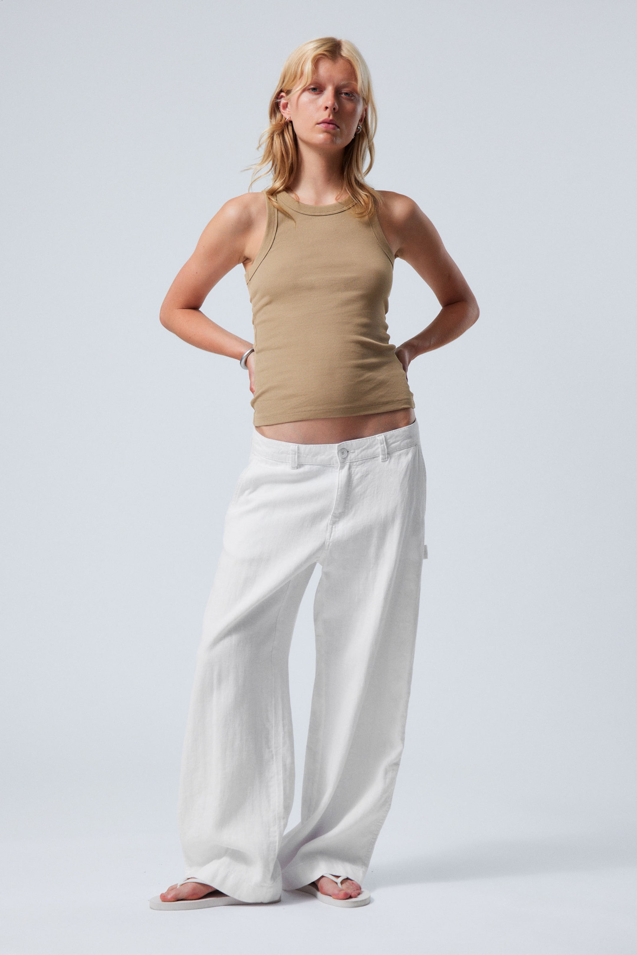 White - Loose Carpenter Linen Blend Trousers - 0