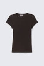 Dunkelbraun - Slim-Fit-T-Shirt aus gerippter Baumwolle - 3