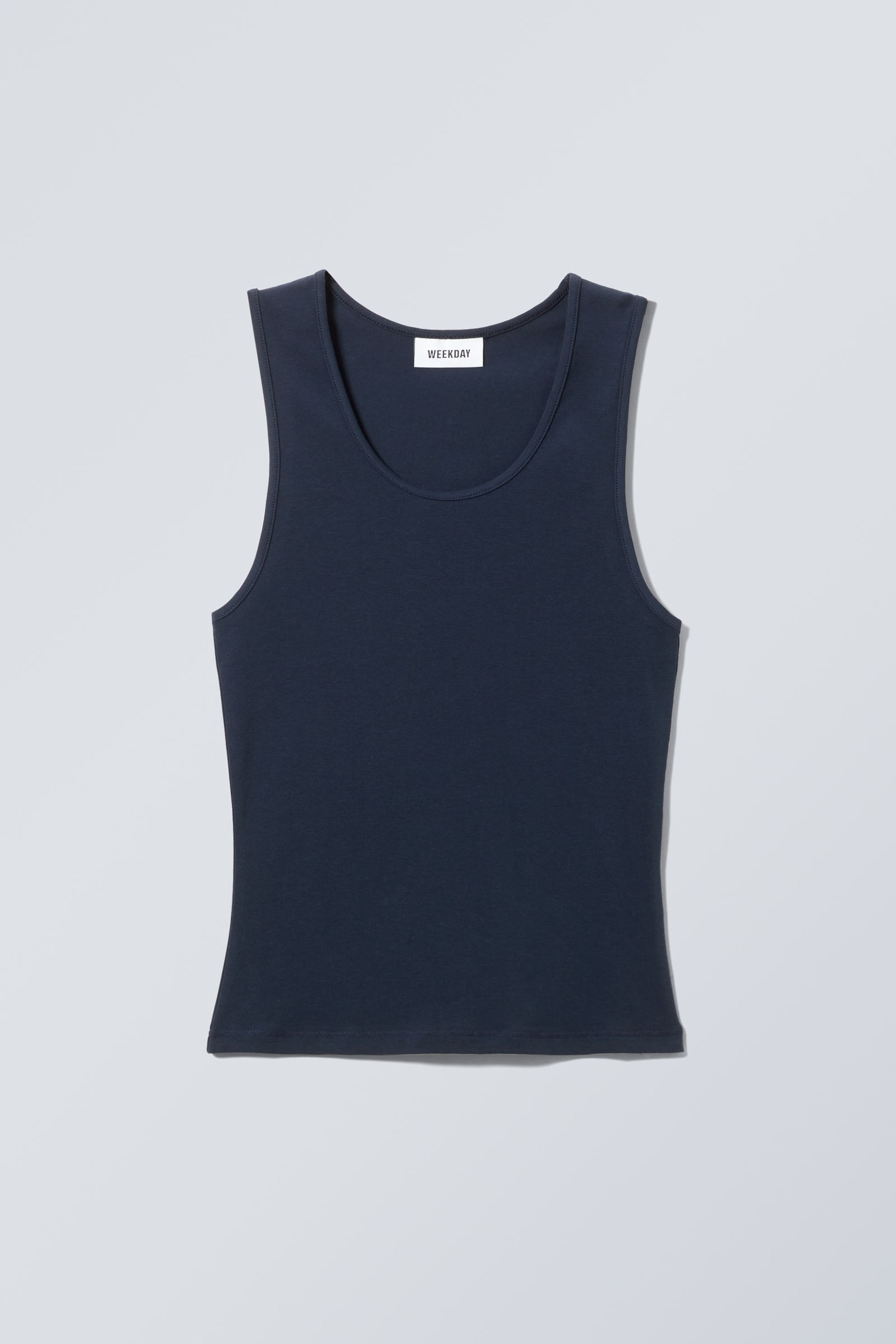 Dunkelblau - Glattes, eng anliegendes Tanktop - 0