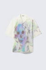White - Colourful Skull - Relaxed Graphic Short-Sleeved Resort Shirt - 4