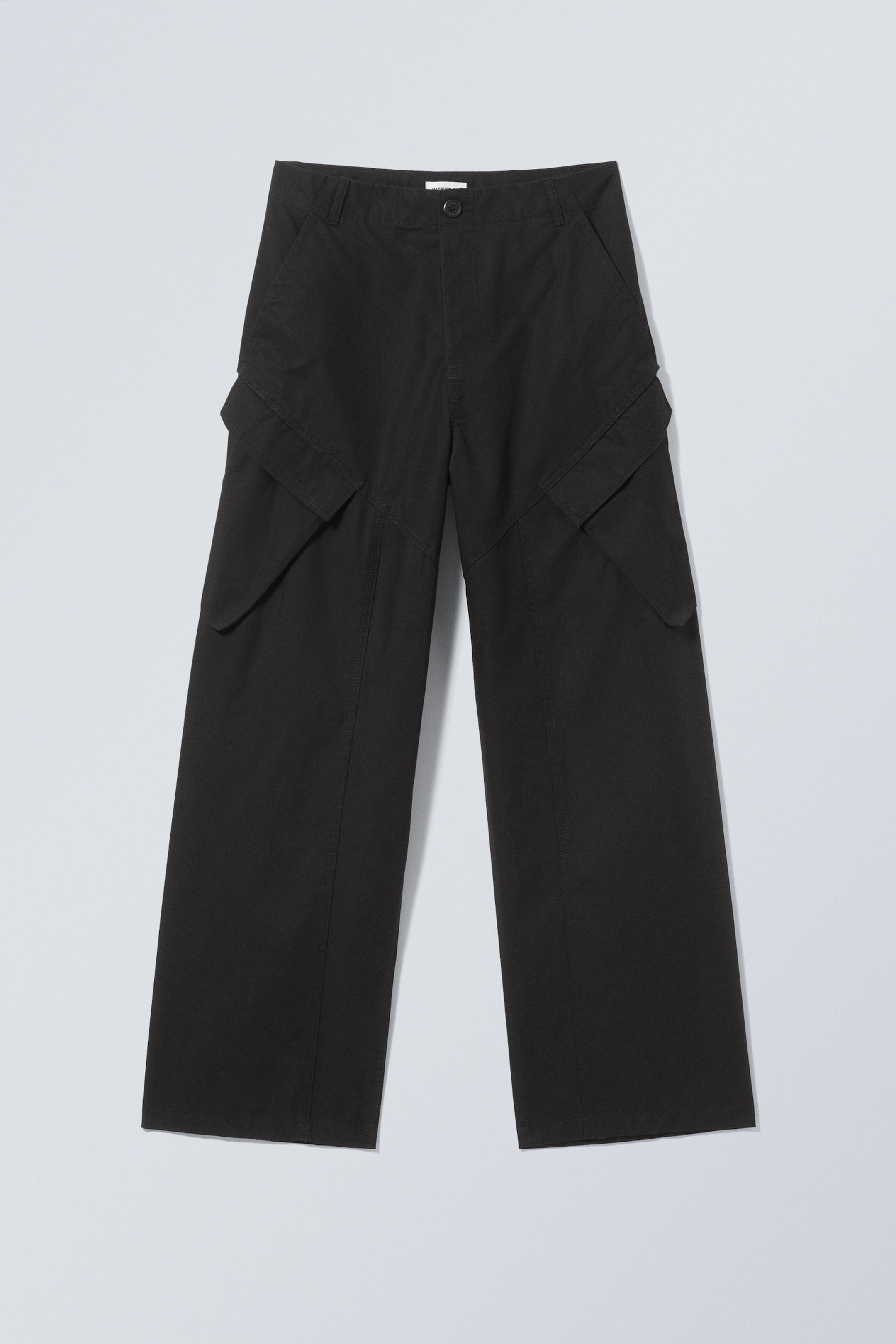 Black - Astro Loose Asymmetric Cargo Trousers - 0