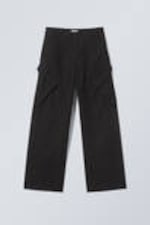 Black - Astro Loose Asymmetric Cargo Trousers - 0