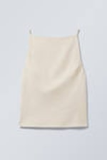 Ecru - Suiting Linen Blend Open Back Top - 0