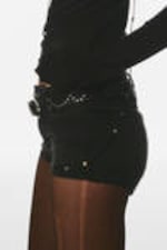Undone Black - Black - Booty Bei Low Rise Mini Denim Shorts - 3