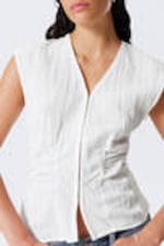 Wit - Mouwloze top met kreukeffect - 2