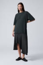 Washed Black - Asymmetric T-shirt Dress - 0