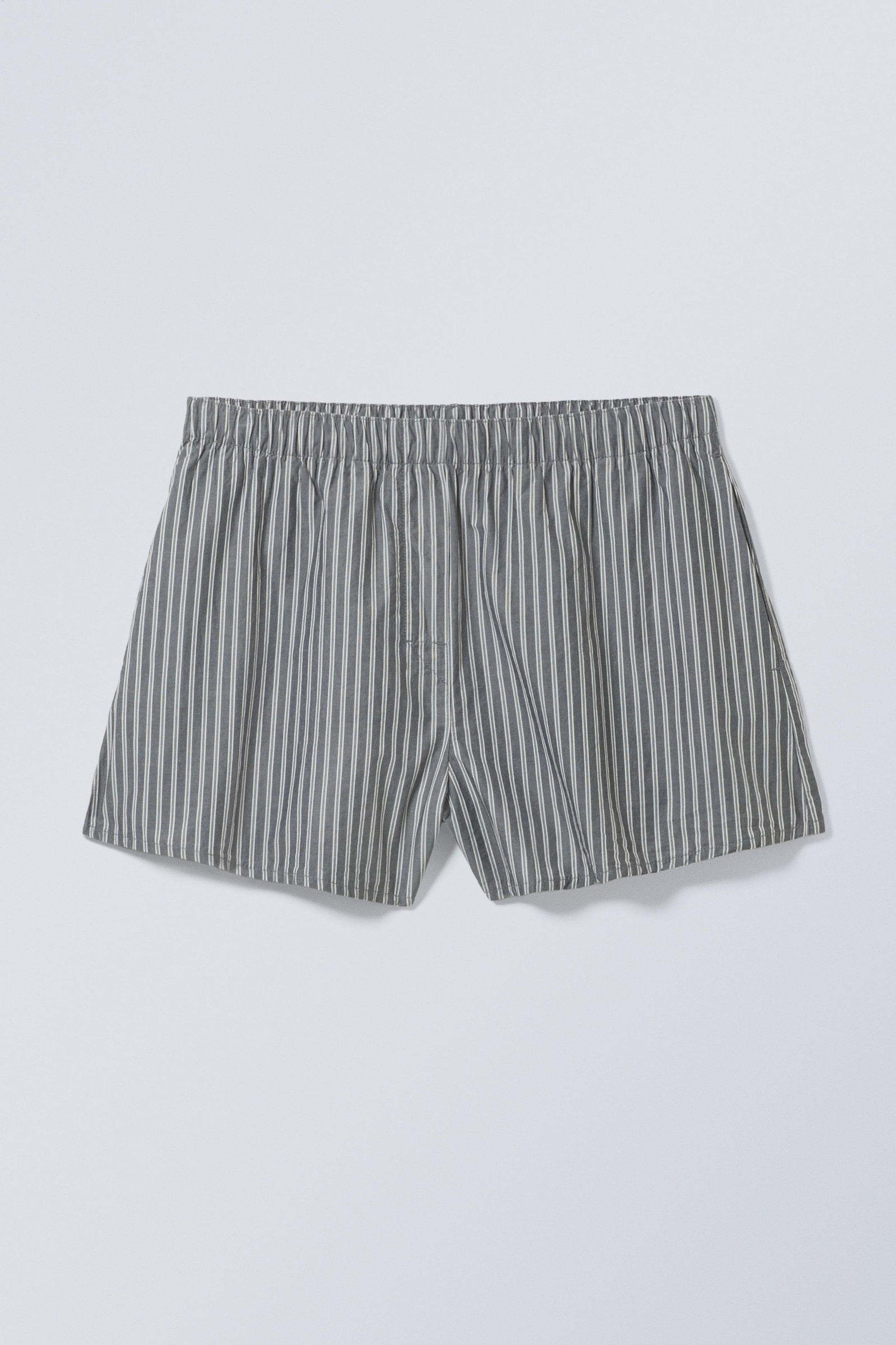 Dark Grey Stripe - Relaxed Boxer Cotton Shorts - 0