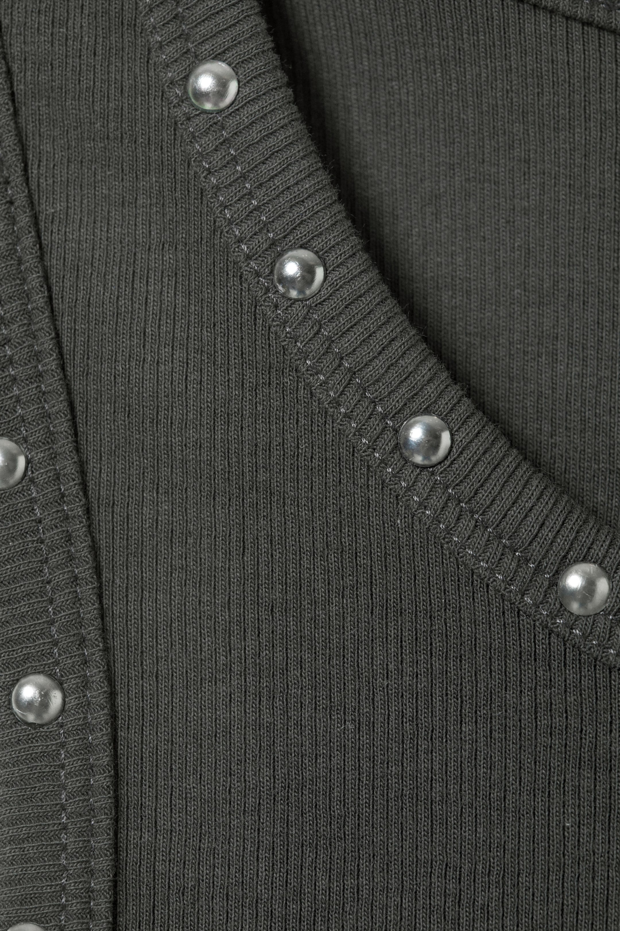 Dark Grey - Studs - Stud Detailed Tank Top - 5