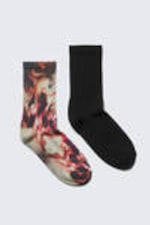 Red Tie-Dye & Solid Black - 2-pack Tie-Dye Crew Socks - 0