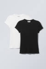 Black & White - 2-pack Close Fitted Rib T-shirt - 0