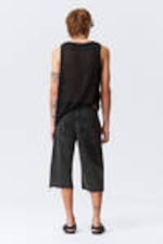 Washed Black - Galaxy Loose Twisted Denim Shorts - 8