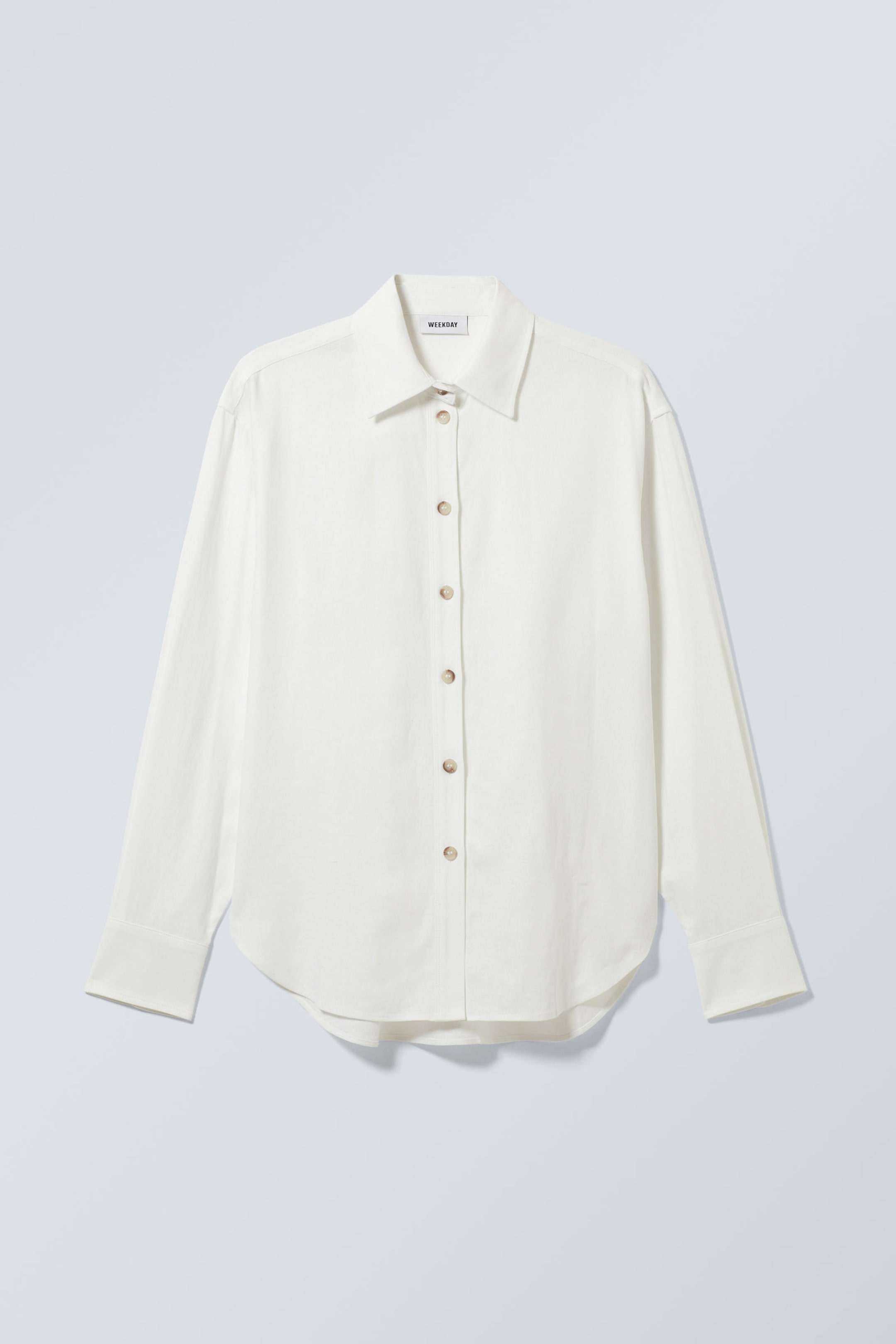 White - Relaxed Linen Mix Shirt - 0