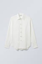 White - Relaxed Linen Mix Shirt - 0