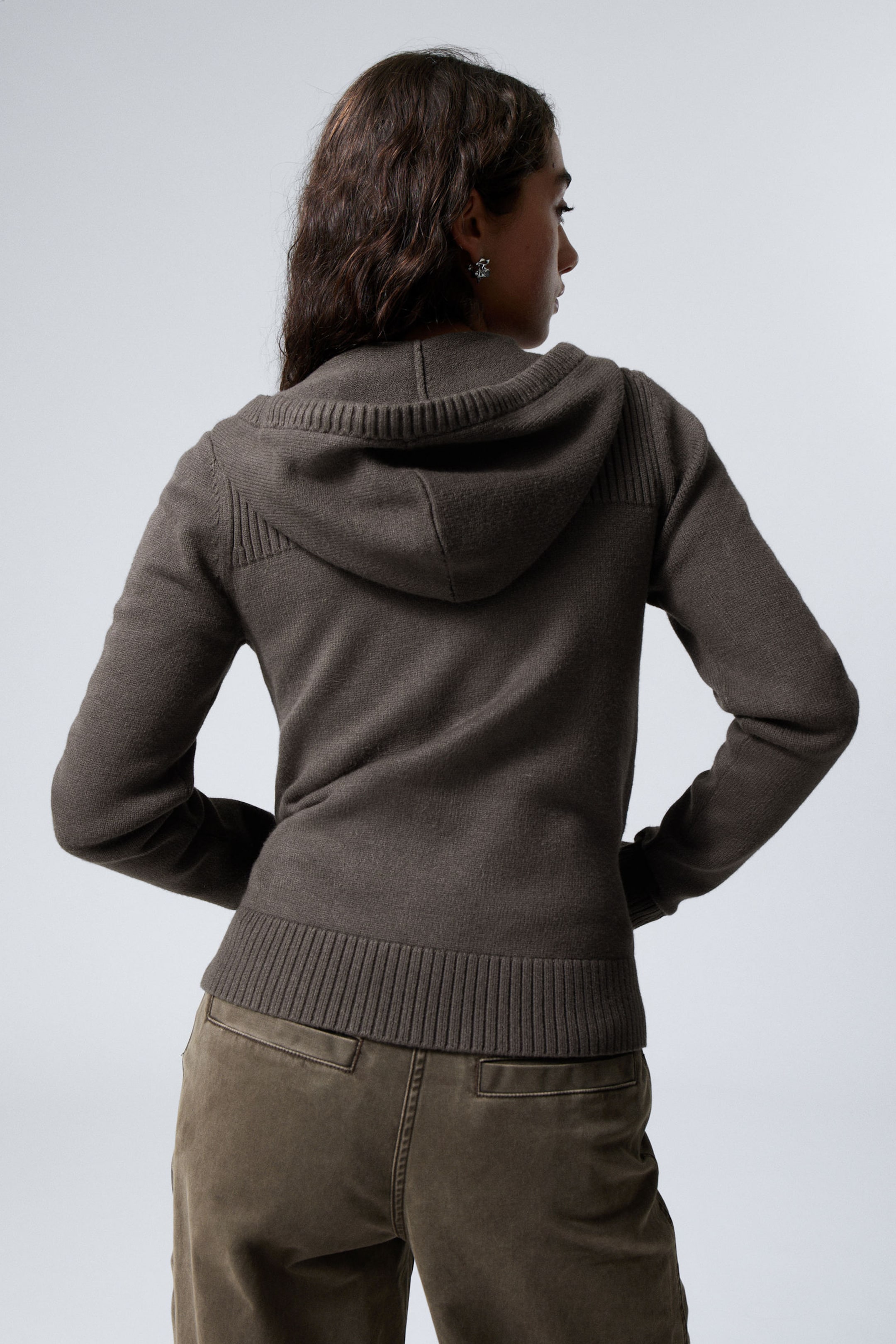 Dark Grey - Compact Knitted Zip Hoodie - 3