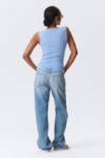Light Blue - Annie Soft Sleeveless Boat-Neck Top - 2
